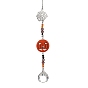 Halloween Pumpkin Synthetic Turquoise & Alloy Spider Web Suncatcher, Glass Round Pendant Prism Crystal Window Hanging Ornament for Home Garden Decor