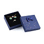 Cardboard Jewelry Set Box, for Necklaces, Ring, Earring, with Bowknot Ribbon Outside and Black Sponge Inside, Square