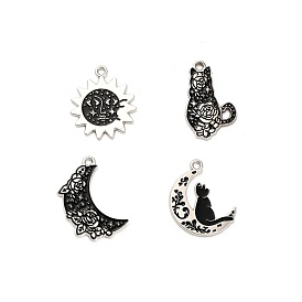 Подвески из эмалевого сплава «солнце, луна, кошка», платина