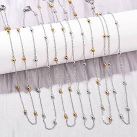 304 нержавеющая сталь 3 Женские ожерелья с круглыми бусинами {3} мм