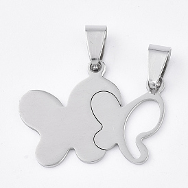 201 inoxydable pendentifs fendus en acier, papillon