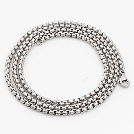 316 Surgical Stainless Steel Box Chain Necklaces, with Lobster Claw Clasps