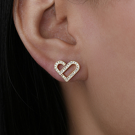 925 Sterling Silver Micro Pave Cubic Zirconia Heart Stud Earrings for Women
