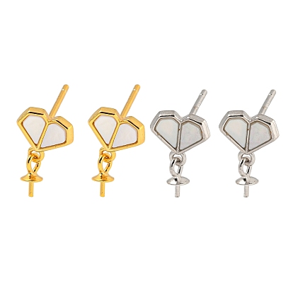 925 поиск сережек-пусетов из стерлингового серебра, с ракушкой и булавкой из стерлингового серебра 925, сердце