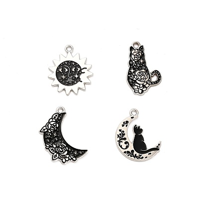 Подвески из эмалевого сплава «солнце, луна, кошка», платина