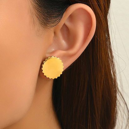 Элегантные нерегулярные 201 плоские круглые серьги-гвоздики из нержавеющей стали