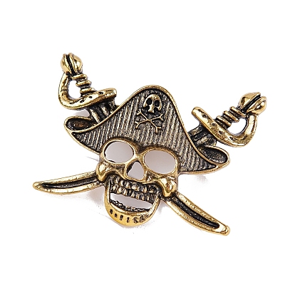 Alloy Pirate Skull Sword Brooch for Halloween, Men's Versatile Pin Accessory