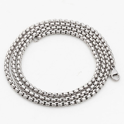 316 Surgical Stainless Steel Box Chain Necklaces, with Lobster Claw Clasps