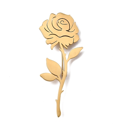Pasadores de broche de acero inoxidable, insignia floral, flor color de rosa