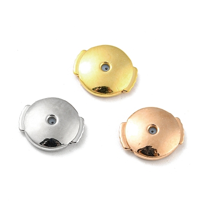 Rack Plating Brass Ear Nuts, Ear Backs, Long-Lasting Plated, Lead Free & Cadmium Free, Flat Round