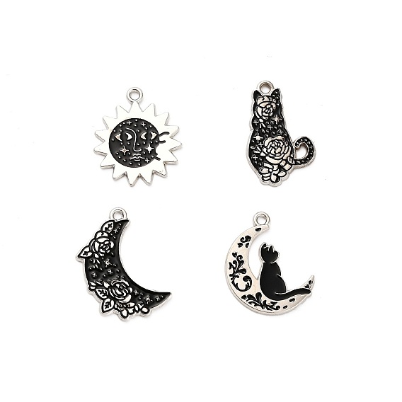 Подвески из эмалевого сплава «солнце, луна, кошка», платина