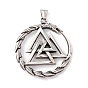 304 Stainless Steel Pendants, Flat Round with Triangle