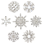7 шт. 7 стили снежинки, сплав, стразы, значки на лацкан, с абс пластмассовыми жемчужными бисером