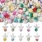 50шт 10 цвета имитация жемчуга акриловые подвески, ангел, с бусинами в форме крыльев из сплава, железными булавками с плоскими головками и искусственным жемчугом, ангел