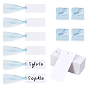 50Pcs Rectangle Blank White Paper Gift Tags, with 3 Rolls Cloth Raw Edged Ribbons