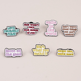Word Enamel Pins, Black Alloy Brooches for Backpack Clothes