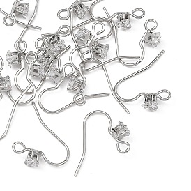 SHEGRACE Brass Pave Cubic Zirconia Earring Findings, Ear Wire