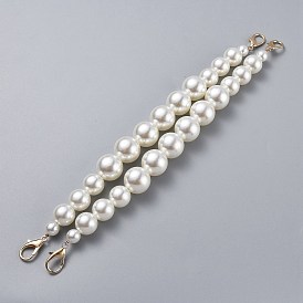Bag Graduated Beaded Chain Straps, with ABS Plastic Imitation Pearl Beads and Light Gold Zinc Alloy Lobster Clasps, for Bag Replacement Accessories