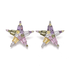 Латунные пуговицы с микропаве, красочные кубические циркония, звезда