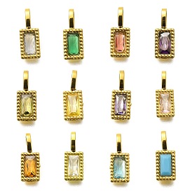 304 из нержавеющей стали амулеты горный хрусталь, ионное покрытие (ip), прямоугольник амулеты