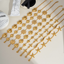 Нержавеющая сталь ссылка браслеты для женщин, реальный 18 k позолоченный