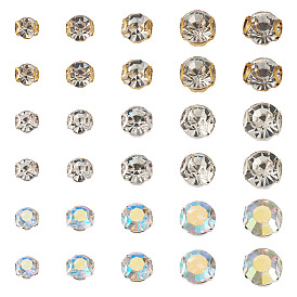 300 piezas 15 estilos cuentas de diamantes de imitación planas y redondas para coser, con 201 ajustes de dientes de acero inoxidable, accesorios de prendas de vestir