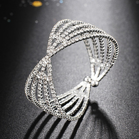 Sparkling Diamond Wire Bangle Bracelet with Open Clasp Chain Jewelry