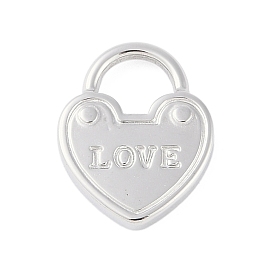 304 Stainless Steel Pendants, Heart Padlock with Word Love