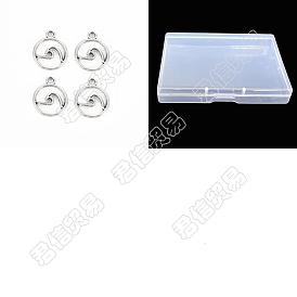 300Pcs Tibetan Style Alloy Pendants, Cadmium Free & Lead Free, Flat Round with Wave