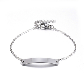 304 из нержавеющей стали ID браслеты, с пустым прямоугольным звеном