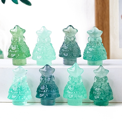 Натуральный флюоритовый дисплей, фигурка для украшения дома, энергетический камень рейки для исцеления, рождественская елка