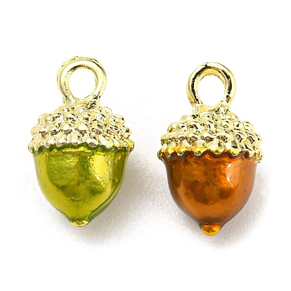 Alloy Charms, with Enamel, Golden, Acorn Charms