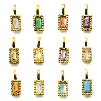 304 из нержавеющей стали амулеты горный хрусталь, ионное покрытие (ip), прямоугольник амулеты