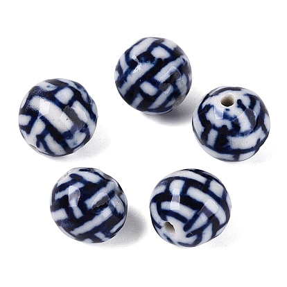 Фарфоровые бусины ручной работы, яркие глазированный фарфор, круглый с полосой