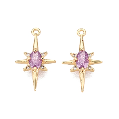 Messing Glas-Anhänger, mit Zirkonia, Sterne-Charme, echt 18 k vergoldet