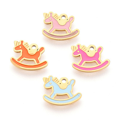 304 из нержавеющей стали шармы эмали, очарование хоббихорса, ионное покрытие (ip), реальный 14 k позолоченный