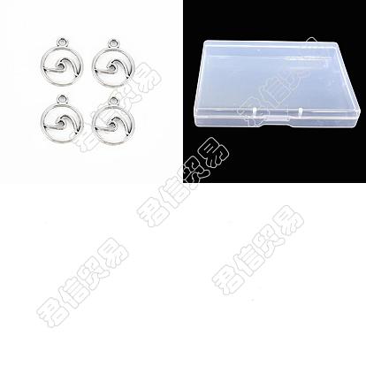 300Pcs Tibetan Style Alloy Pendants, Cadmium Free & Lead Free, Flat Round with Wave