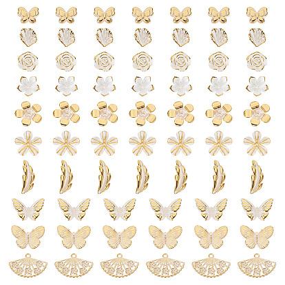 100g прозрачные акриловые бусины, золотой металл обвитыми, разнообразные