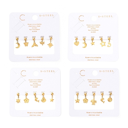 Ионное покрытие (ip) 304 серьги-гвоздики из нержавеющей стали, бантом, слева и справа, случайные формы