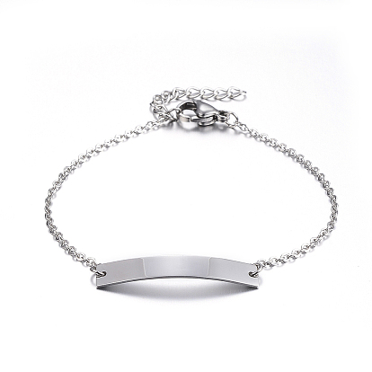 304 из нержавеющей стали ID браслеты, с пустым прямоугольным звеном