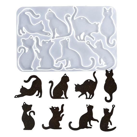 Силиконовые формы для подвесок своими руками в форме кошки, формы для литья смолы, для уф-смолы, изготовление ювелирных изделий из эпоксидной смолы