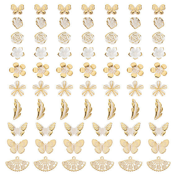 100g прозрачные акриловые бусины, золотой металл обвитыми, разнообразные