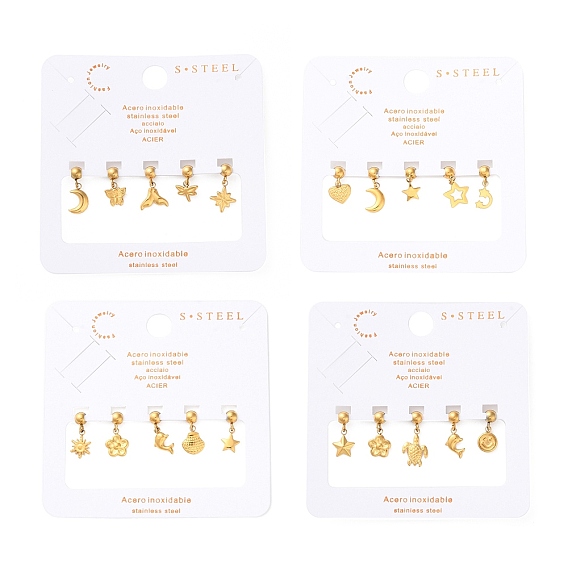 Ионное покрытие (ip) 304 серьги-гвоздики из нержавеющей стали, бантом, слева и справа, случайные формы