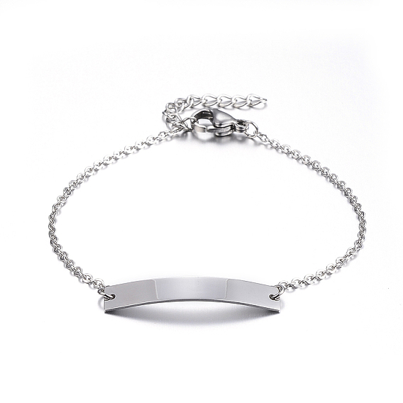 304 из нержавеющей стали ID браслеты, с пустым прямоугольным звеном