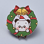 Acrylic Safety Brooches, with Iron Pin, For Christmas, Christmas Wreath with Bear