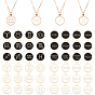 4Sets 2 Colors Alloy Enamel Pendants, Cadmium Free & Lead Free, Flat Round with Constellation