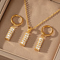 Комплекты из латунных подвесок-колье и серег-колец с микропаве из прозрачных кубических цирконий