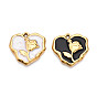 304 подвески из нержавеющей стали, с эмалью, сердце с цветочными подвесками, реальный 18 k позолоченный, ионное покрытие (ip)