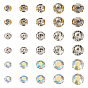 300Pcs 15 Styles Flat Round Sew on Rhinestone Montee Beads, with 201 Stainless Steel Prong Settings, Garments Accessories