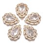 Brass Micro Pave Cubic Zirconia Pendants, Teardrop, Long-Lasting Plated, Light Gold